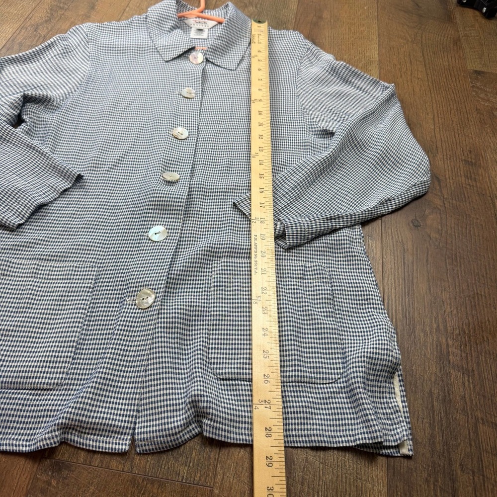 Talbots Petites Gingham Blazer Jacket Medium Mother of Pearl